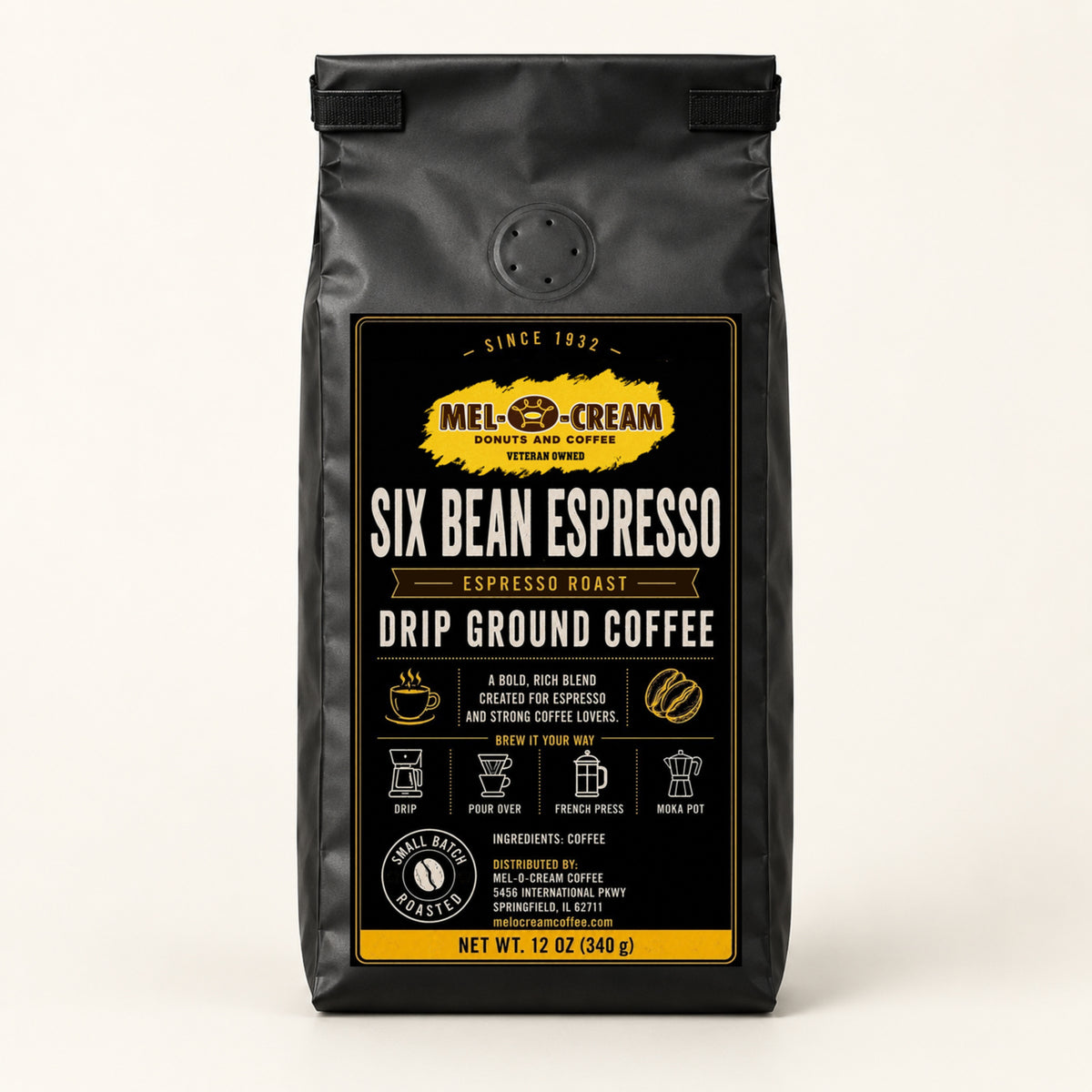 Mel-O-Cream Six Bean Espresso — Drip Ground / 12 oz